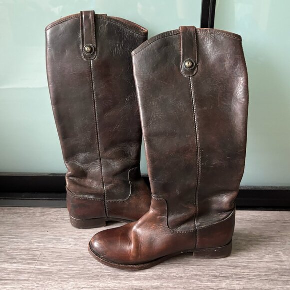 Frye Melissa Button Boot Tall - Brown Size 6 - Picture 3 of 7